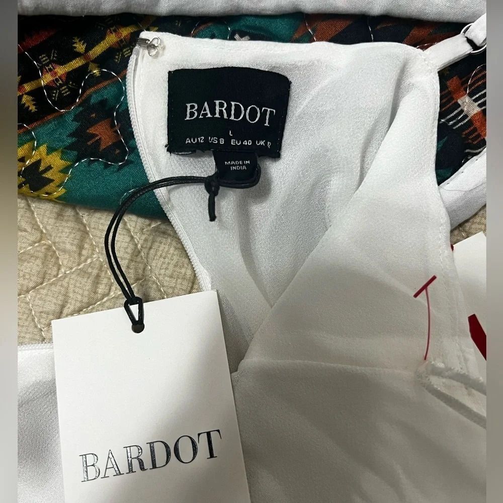 Bardot Slip Dress In Oyster large slit in front adjustable straps maxi - Picture 13 of 13